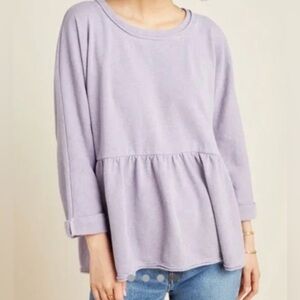 Anthropologie Saturday Sunday brand purple lilac peplum sweatshirt